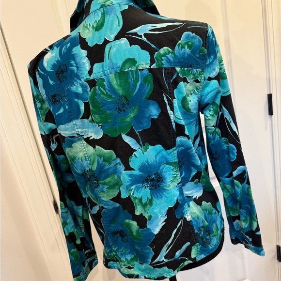French Laundry Teal Floral Jean Jacket - Picture 10 of 12